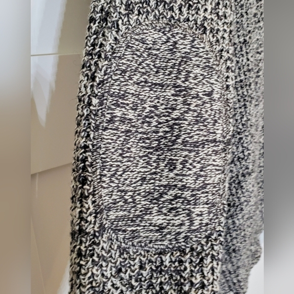 Sonoma Marled Crewneck Sweater Pullover Black White Knit Patch Elbows Sz Medium - Picture 10 of 11